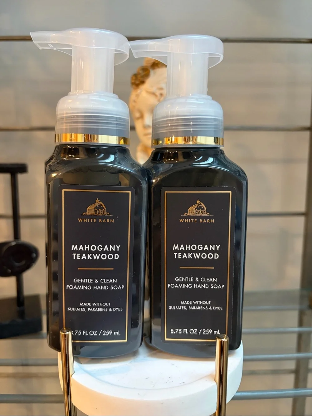 White Barn Mahogany Teakwood Foaming Hand Soap - Black & Gold Accents NWT 2026